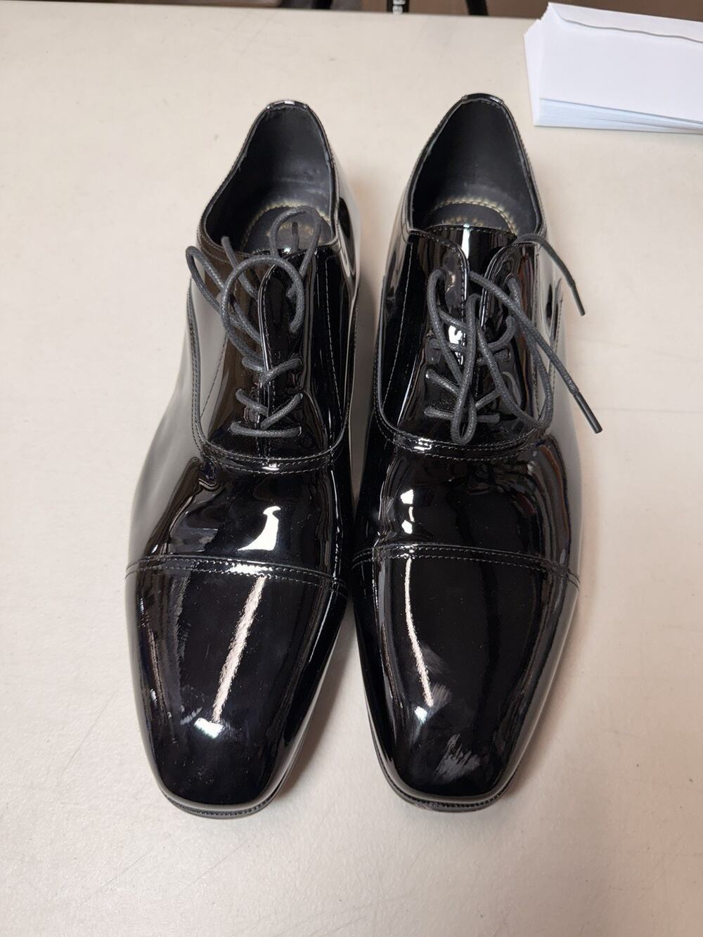 Florsheim Tux Oxford Men Size 13 Black Patent Leather Plain Toe Shoes